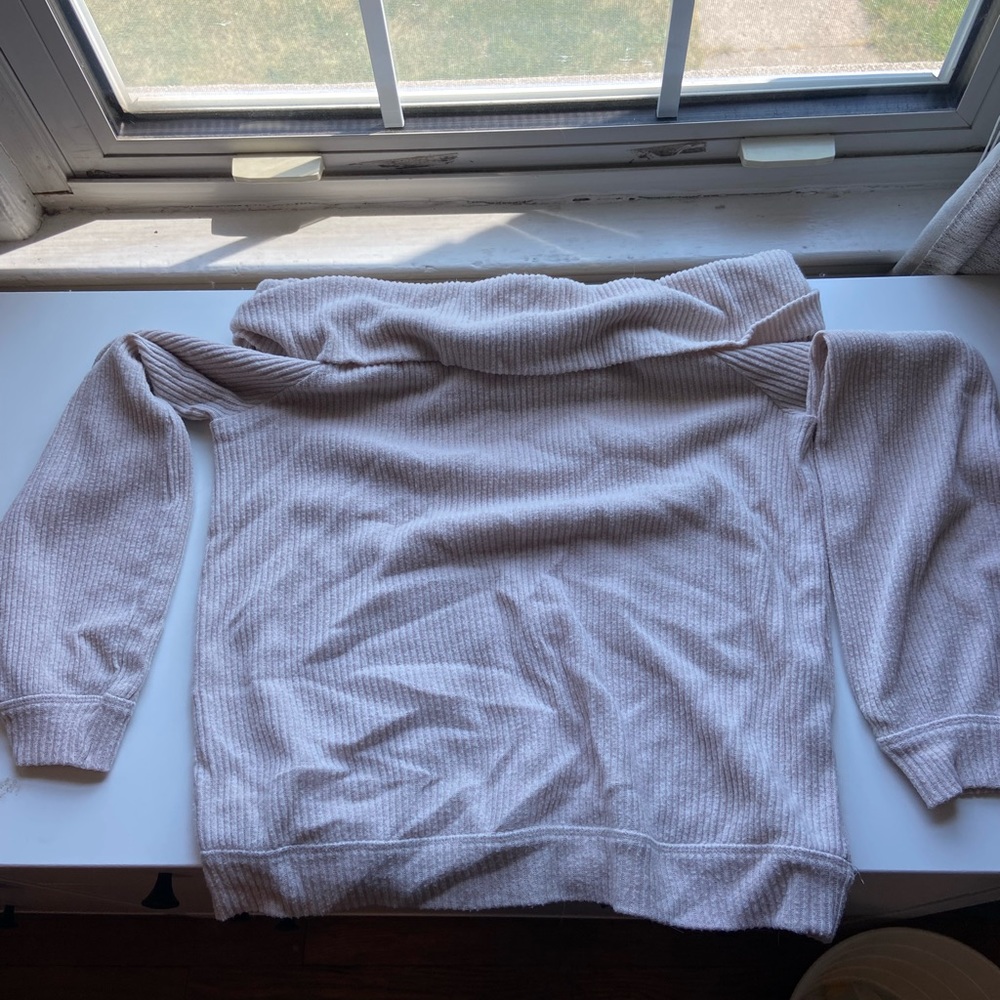 Off the shoulder cream sweater